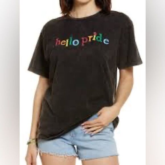 NWT BP Black Hello Pride T-Shirt Women Size Small - Picture 1 of 13